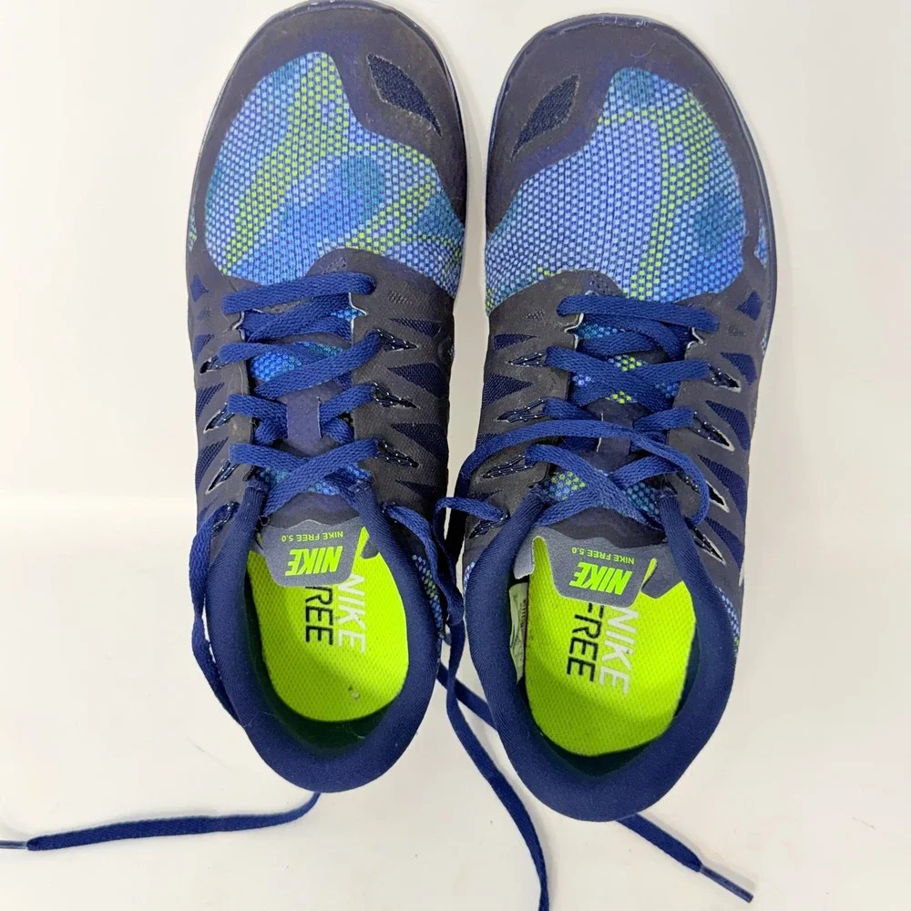 Nike Free 5.0 Womens Running Shoes Blue Lagoon Volt 705347-400 Size 9.5